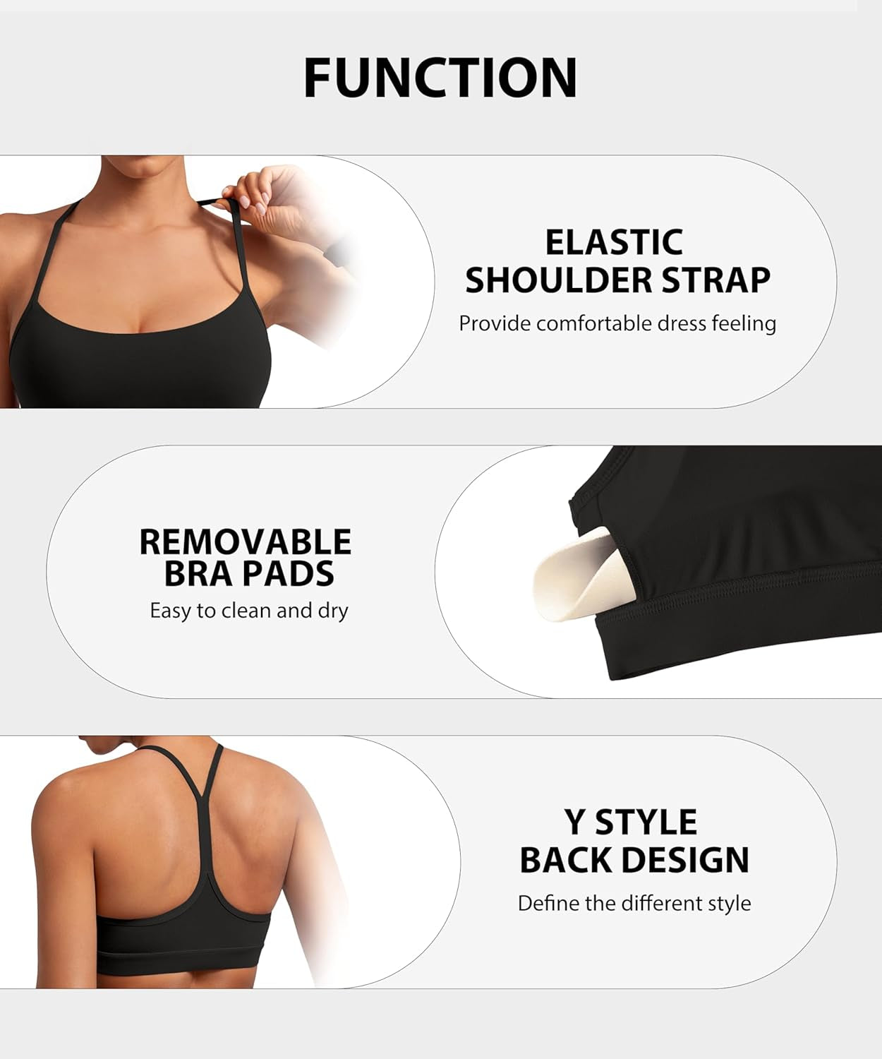 Flex & Grace Y-Back Yoga Sports Bra – Lightweight Low-Impact Support