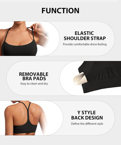 Flex & Grace Y-Back Yoga Sports Bra – Lightweight Low-Impact Support