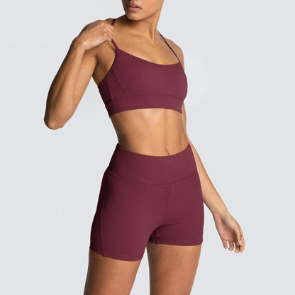 Women'S Workout Sets 2 Piece Yoga Outfits High Waisted Biker Shorts and Cross Back Sports Bra Gym Set