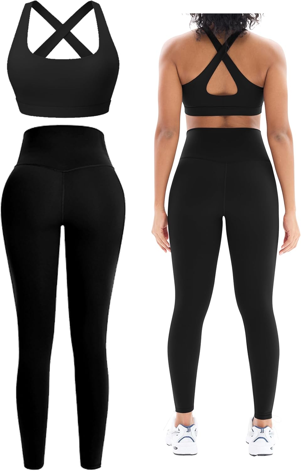 Flex & Grace MotionFlow Seamless Workout Set | High-Waisted Leggings & Cross-Back Sports Bra