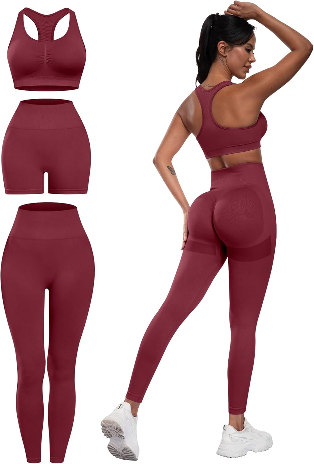 Flex & Grace SculptFit 3-Piece Activewear Set | Sports Bra, Shorts & Leggings