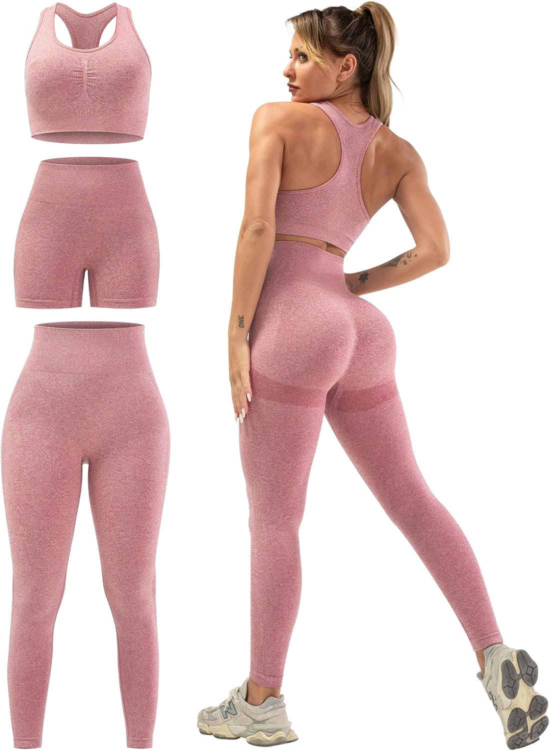 Flex & Grace SculptFit 3-Piece Activewear Set | Sports Bra, Shorts & Leggings