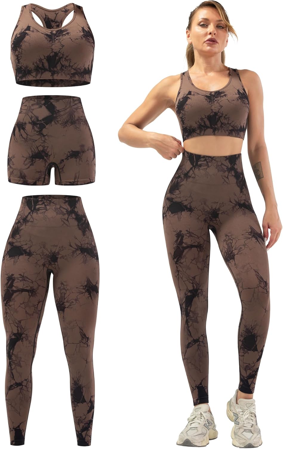 Flex & Grace SculptFit 3-Piece Activewear Set | Sports Bra, Shorts & Leggings