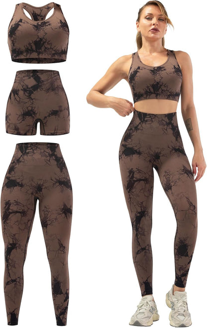 Flex & Grace SculptFit 3-Piece Activewear Set | Sports Bra, Shorts & Leggings