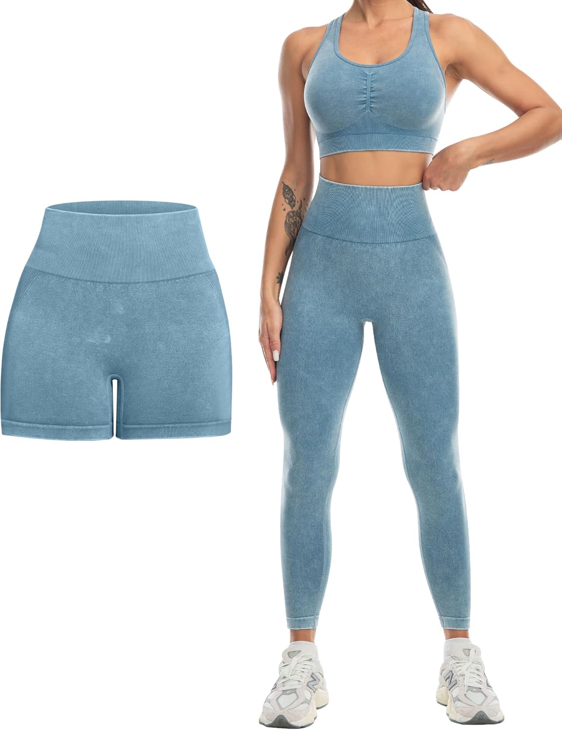 Flex & Grace SculptFit 3-Piece Activewear Set | Sports Bra, Shorts & Leggings
