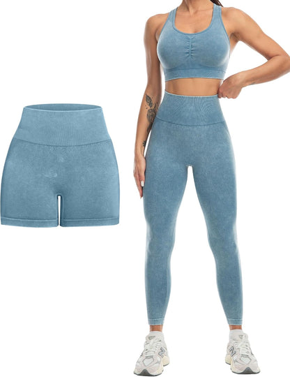 Flex & Grace SculptFit 3-Piece Activewear Set | Sports Bra, Shorts & Leggings