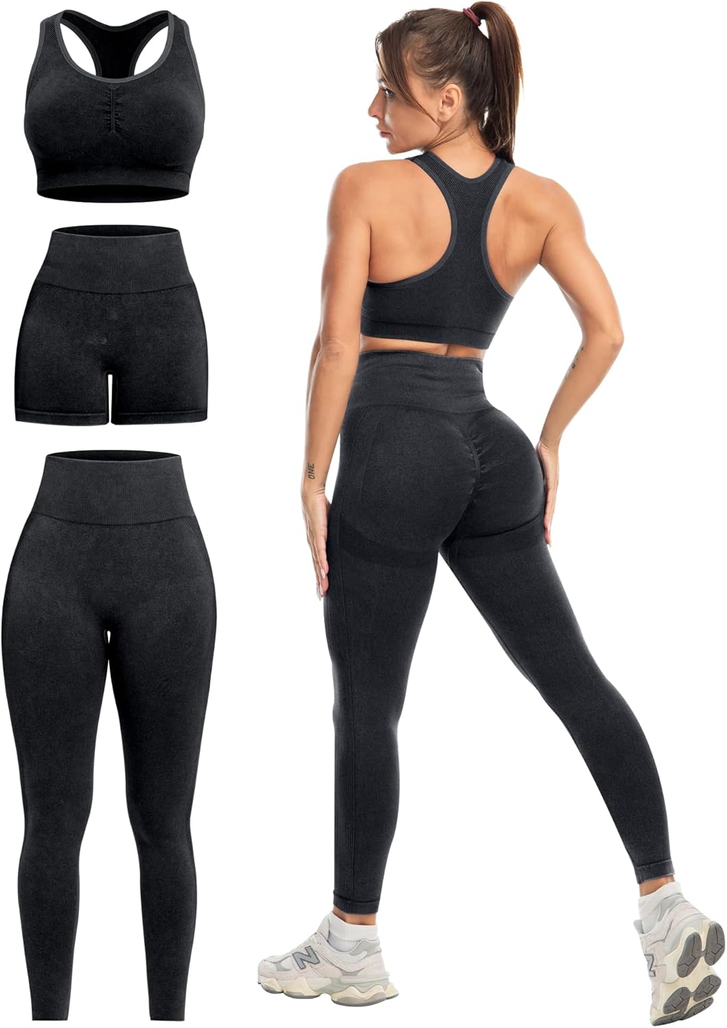 Flex & Grace SculptFit 3-Piece Activewear Set | Sports Bra, Shorts & Leggings