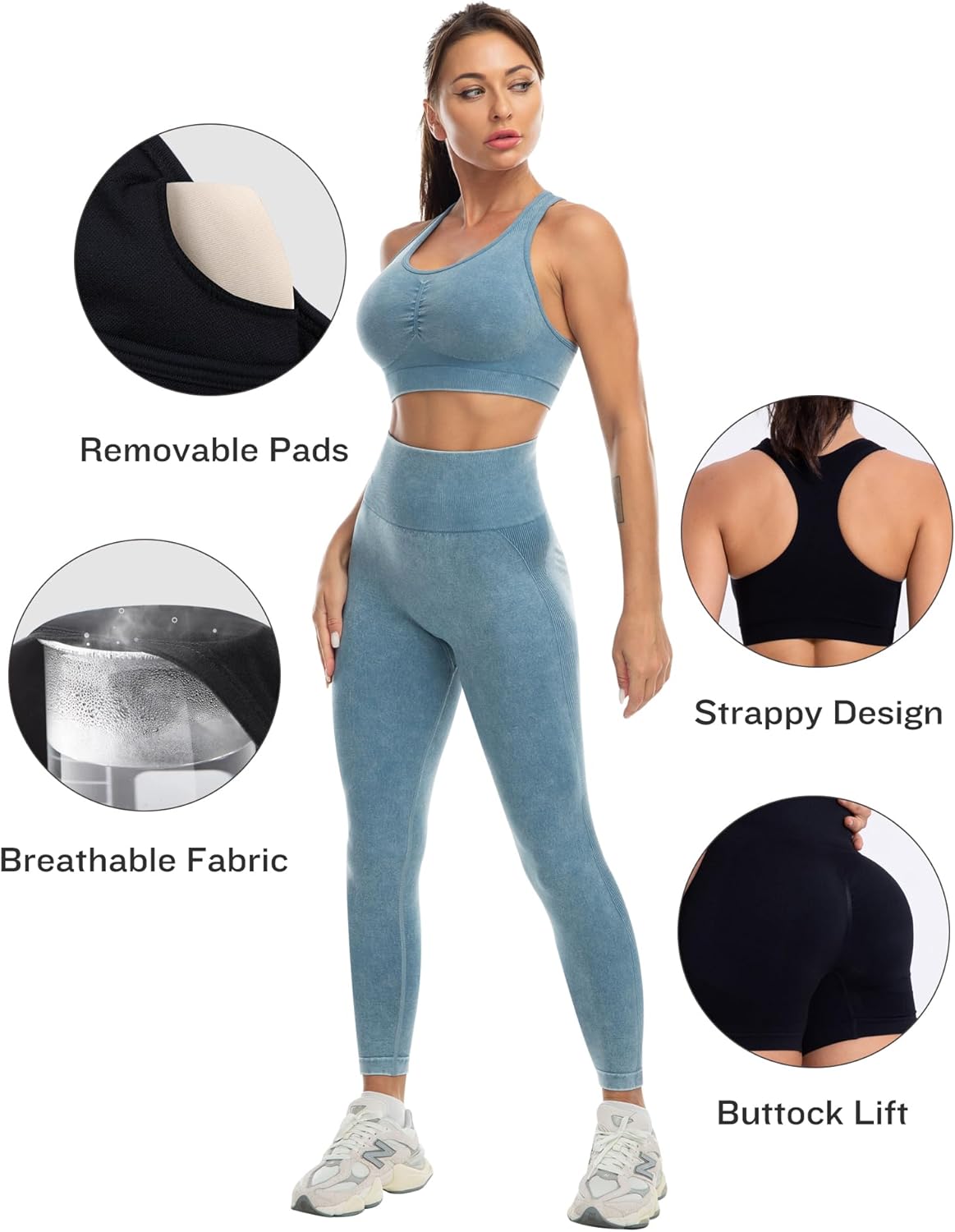 Flex & Grace SculptFit 3-Piece Activewear Set | Sports Bra, Shorts & Leggings