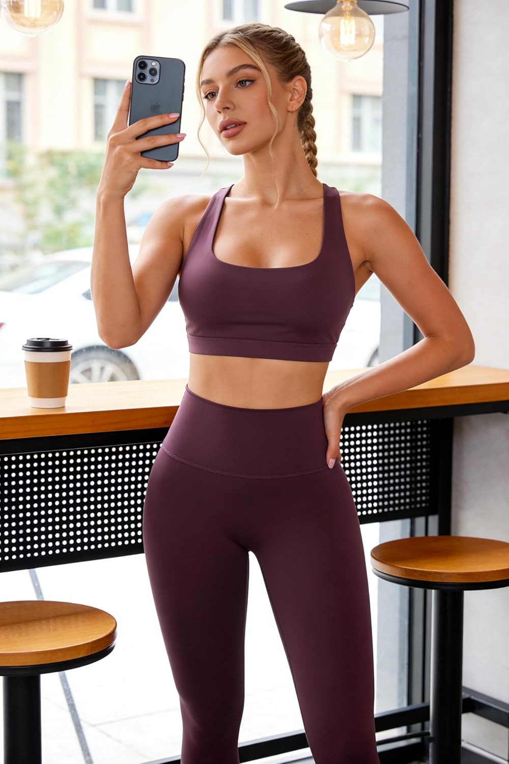 Flex & Grace MotionFlow Seamless Workout Set | High-Waisted Leggings & Cross-Back Sports Bra