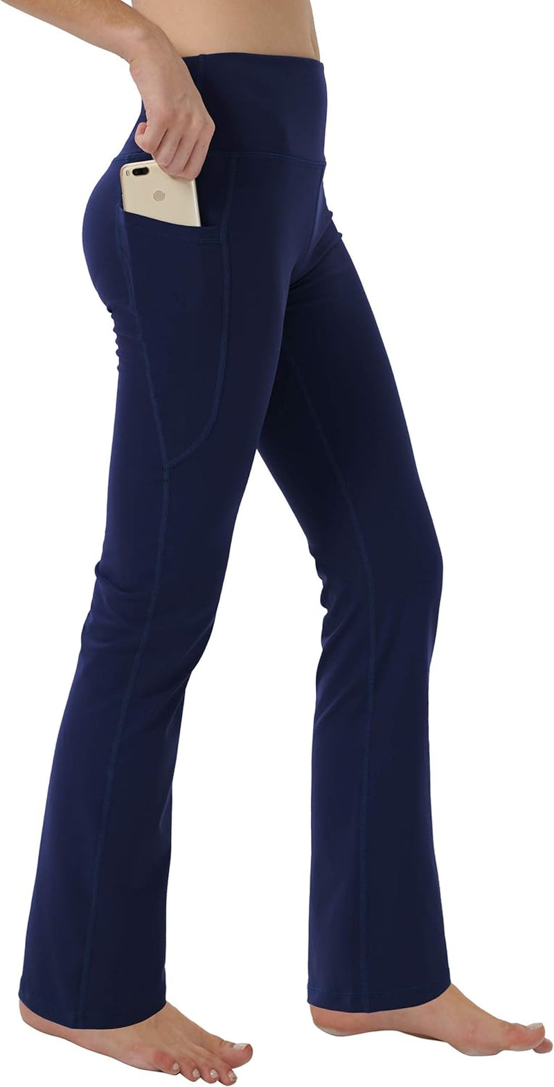 Women'S Bootleg Yoga Pants with Hidden Pockets Tummy Control Running Legging Long Bootcut