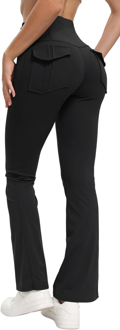 Flex & Grace MotionFlow Flare Leggings | High-Waisted Yoga Pants with Pockets