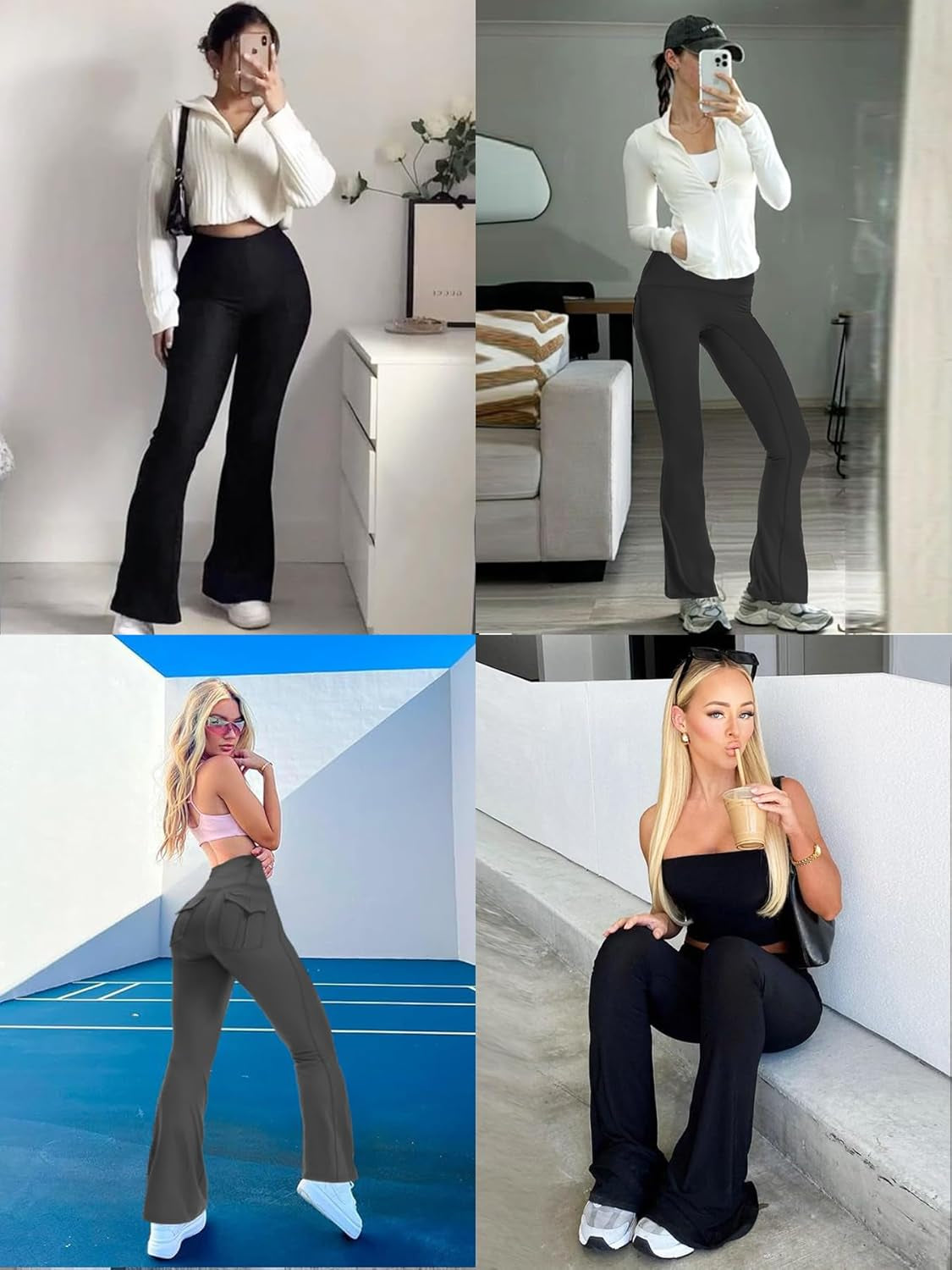 Flex & Grace MotionFlow Flare Leggings | High-Waisted Yoga Pants with Pockets